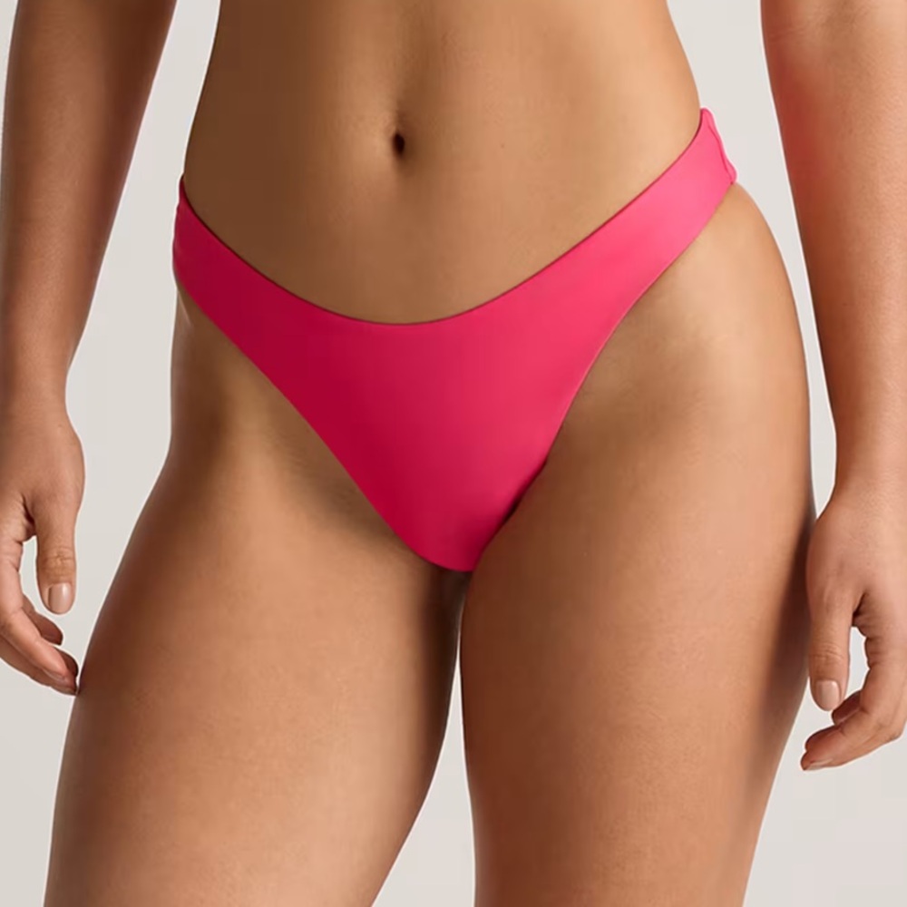 NWT QUINCE Italian High-Leg Bikini Bottom Hibiscus